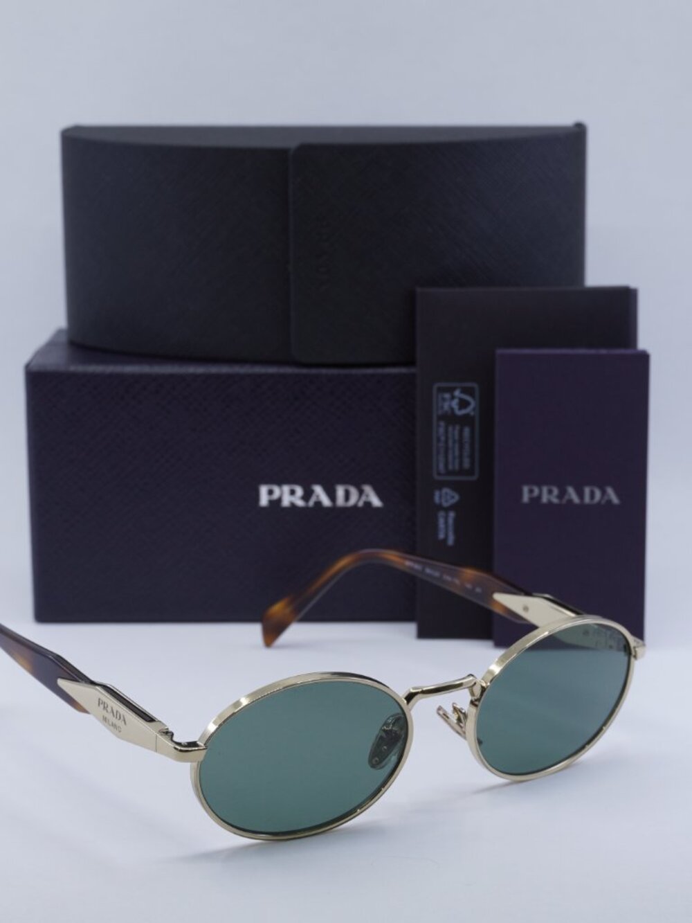 Prada PR65ZS ZVN70L Oval Sunglasses – Pale Gold\Dark Green - Picture 12 of 13